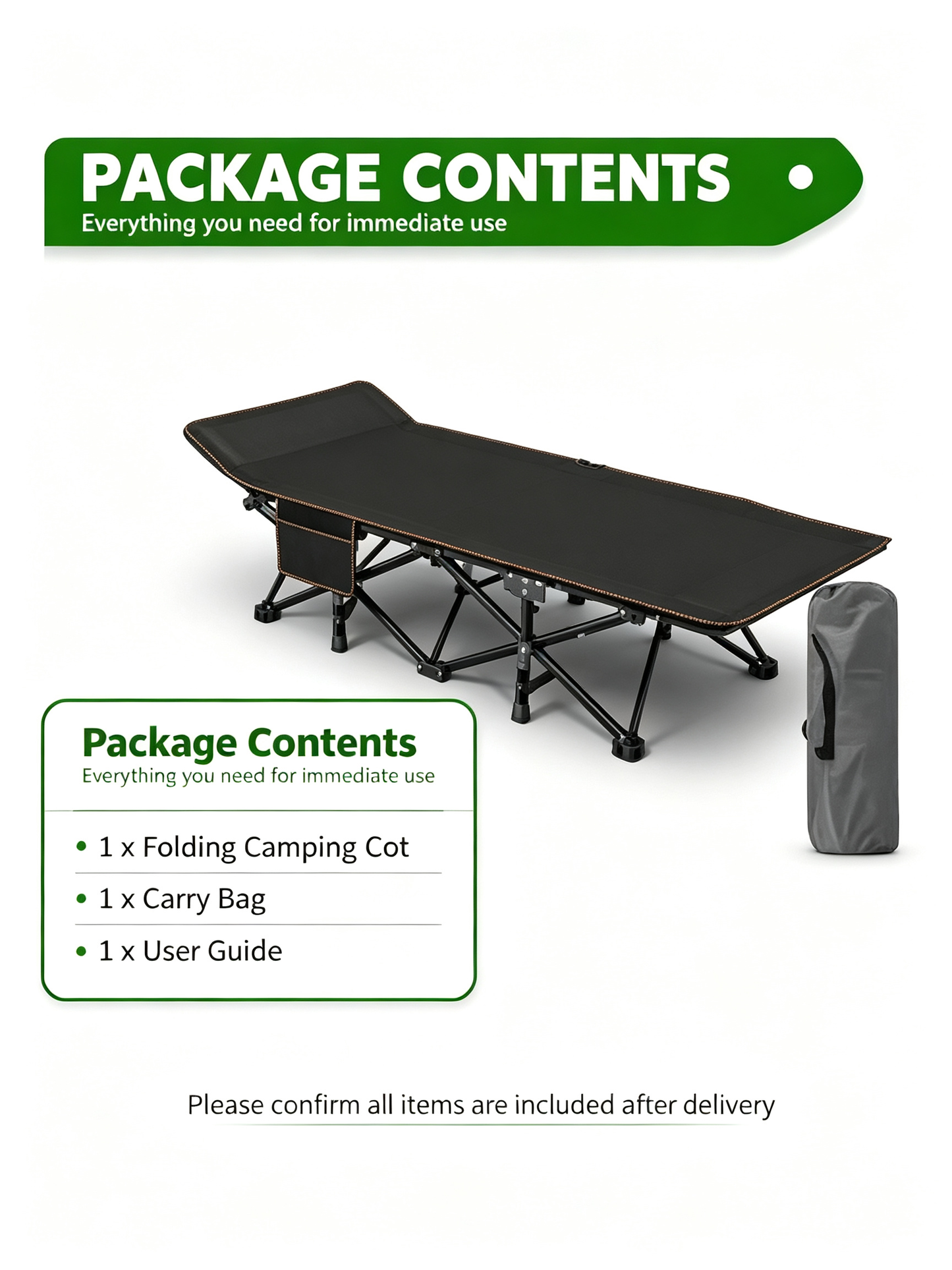 Heavy Duty Foldable Camping Bed | Portable Sturdy Guest Cot for Indoor & Outdoor Use