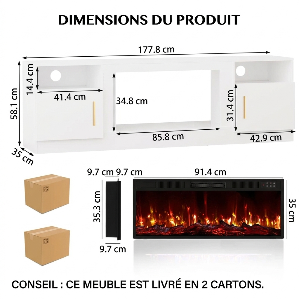 Astra Meuble TV Avec Cheminée