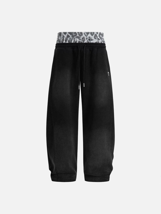 Leopard Double Waist Baggy Sweatpants