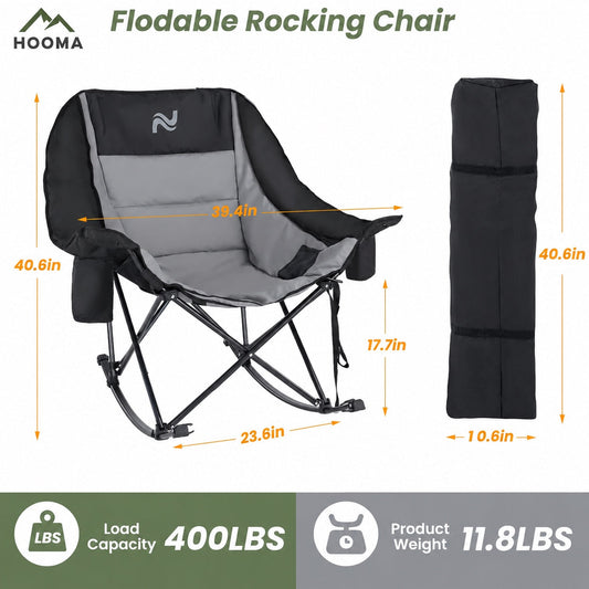 Calm Home™🔥Limited-Time Offer: $29.9! Heavy-Duty Folding Rocking Chair | 400 lb Weight Capacity | Folds in Seconds | Must-Have for Camping, Patios, and RVs