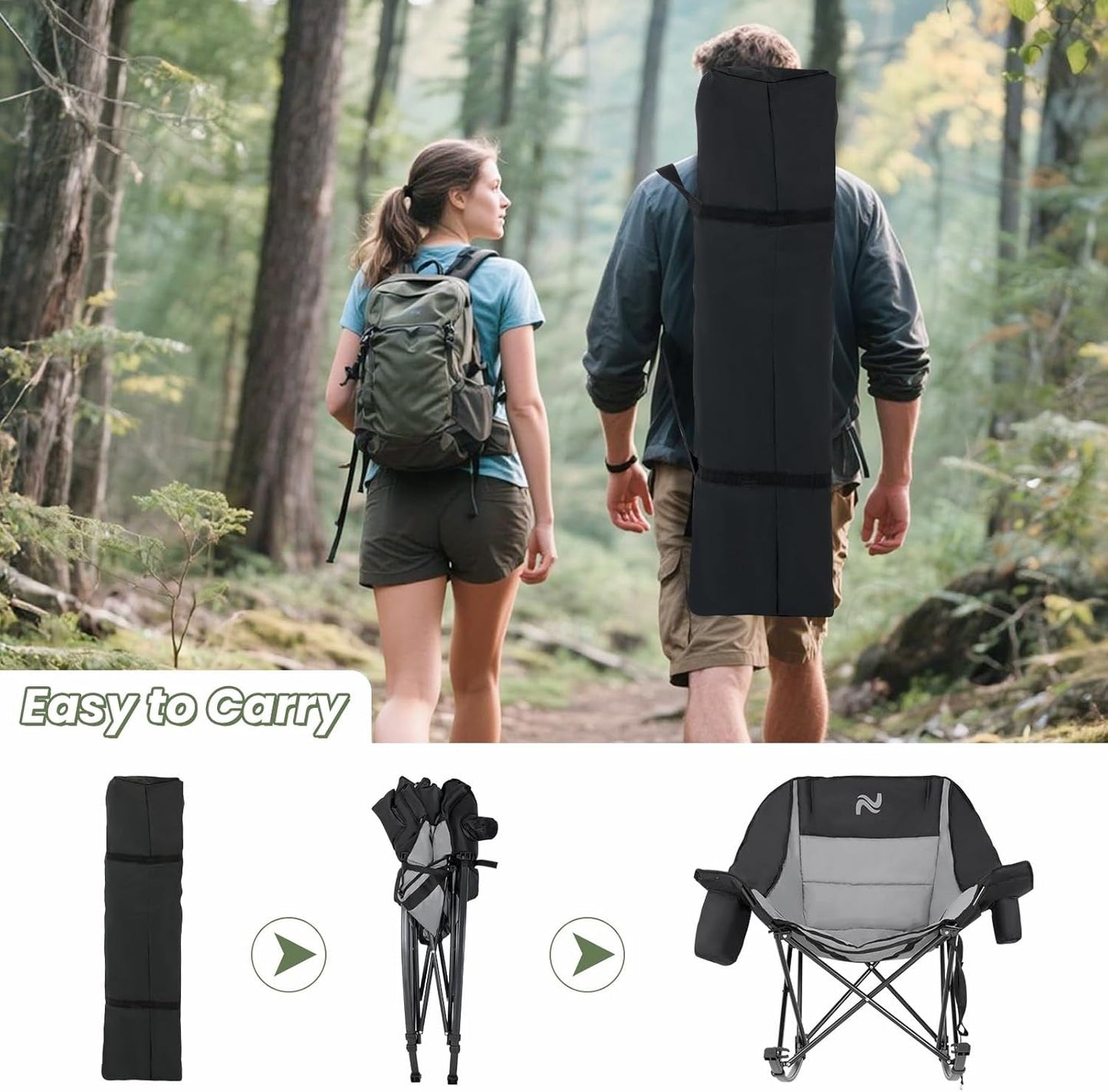 Calm Home™🔥Limited-Time Offer: $29.9! Heavy-Duty Folding Rocking Chair | 400 lb Weight Capacity | Folds in Seconds | Must-Have for Camping, Patios, and RVs