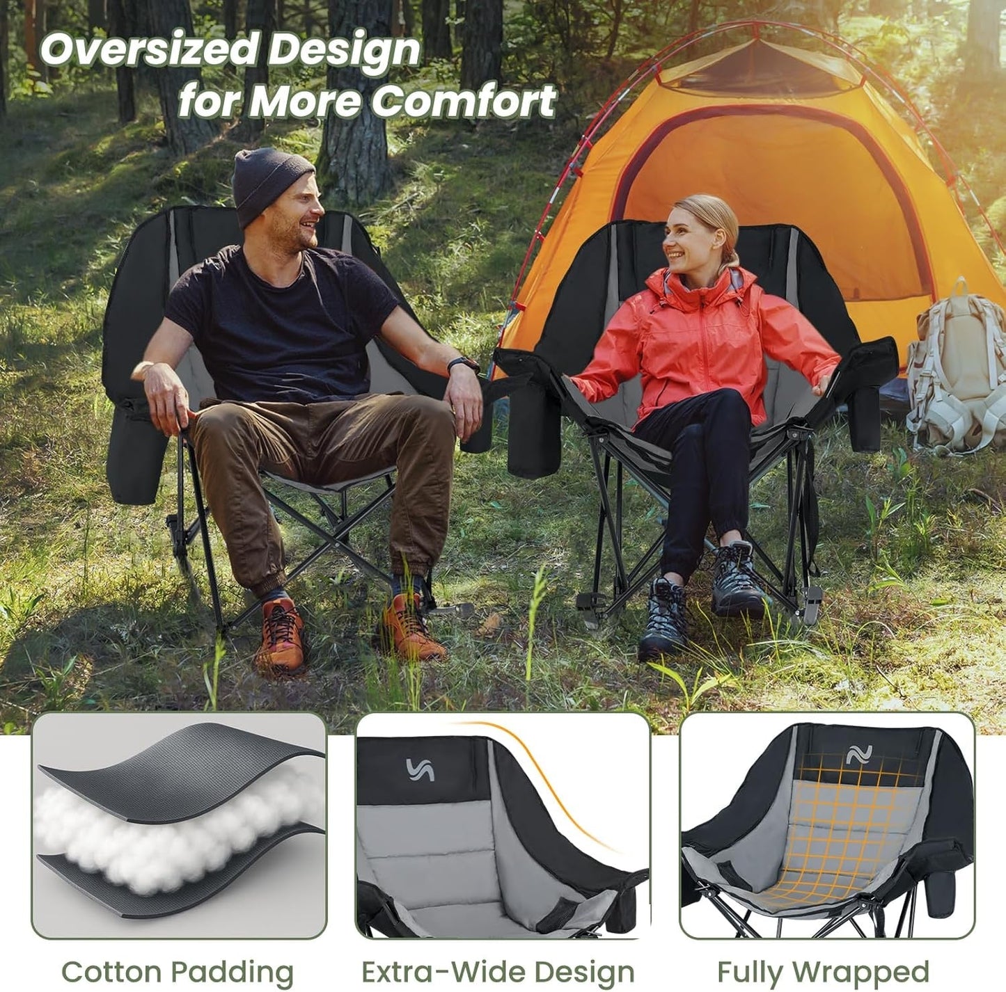 Calm Home™🔥Limited-Time Offer: $29.9! Heavy-Duty Folding Rocking Chair | 400 lb Weight Capacity | Folds in Seconds | Must-Have for Camping, Patios, and RVs