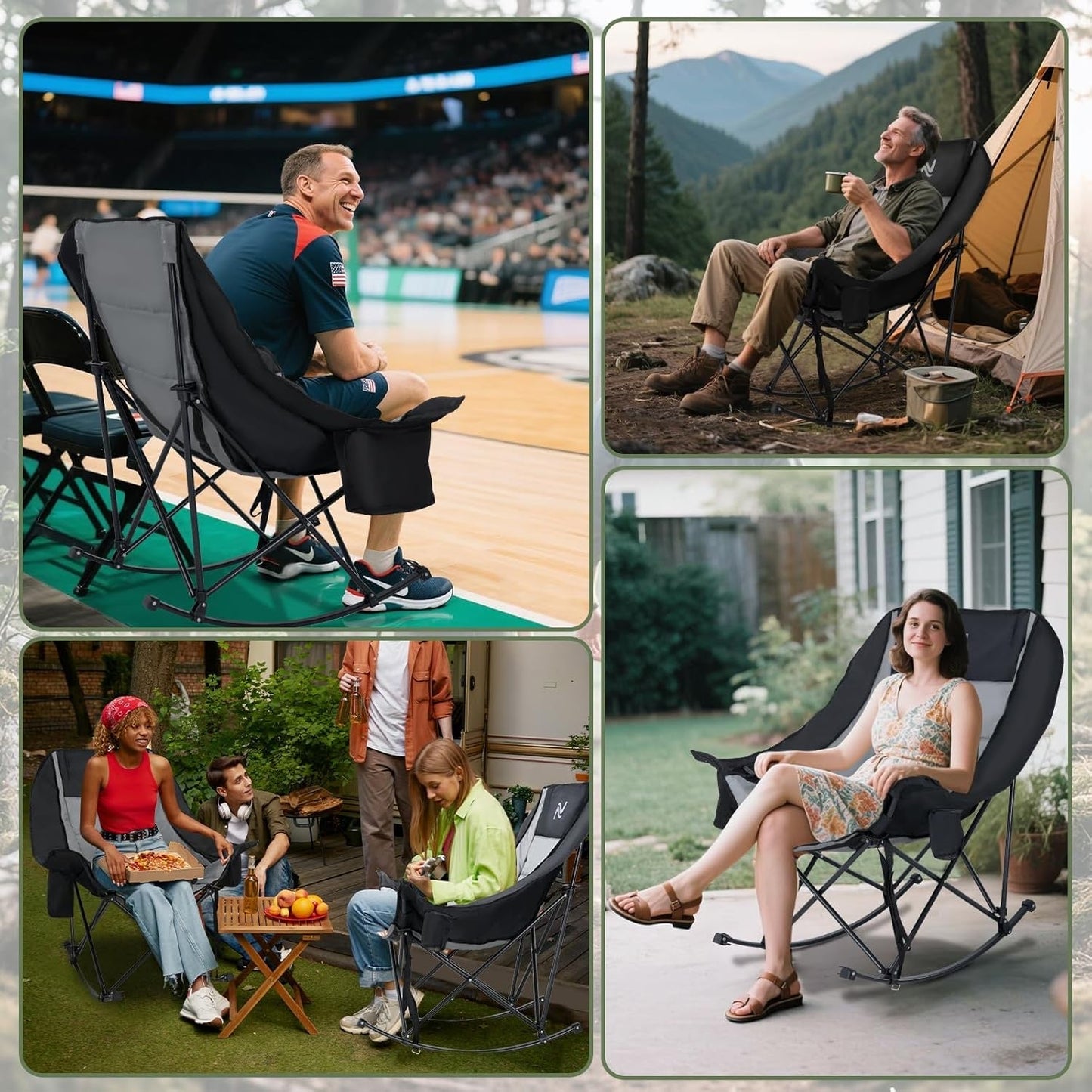 Calm Home™🔥Limited-Time Offer: $29.9! Heavy-Duty Folding Rocking Chair | 400 lb Weight Capacity | Folds in Seconds | Must-Have for Camping, Patios, and RVs