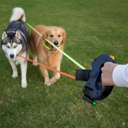 Dual Retractable Dog Leash for 2 Dogs | 2026 Enhanced Edition