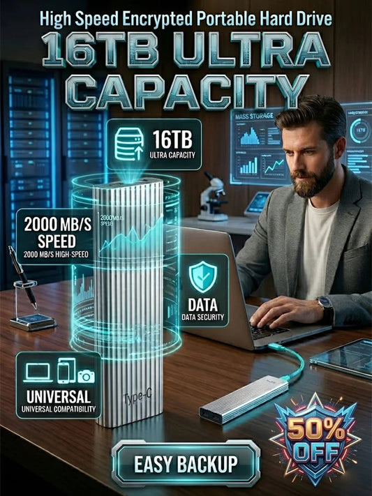 🏆Flash Sale⚡ 50K+ SOLD! Almost Gone-🔥16TB- Large-Capacity Type-C Portable Mini SSD