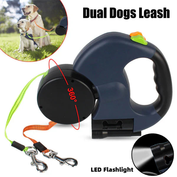 Dual Retractable Dog Leash for 2 Dogs | 2026 Enhanced Edition