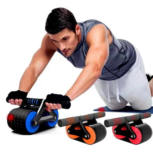 Automatic Rebound Ab Roller with Knee Pad – Dual Wheel Core Trainer for Home Gym, Non-Slip Handles, 330lbs Weight Capacity